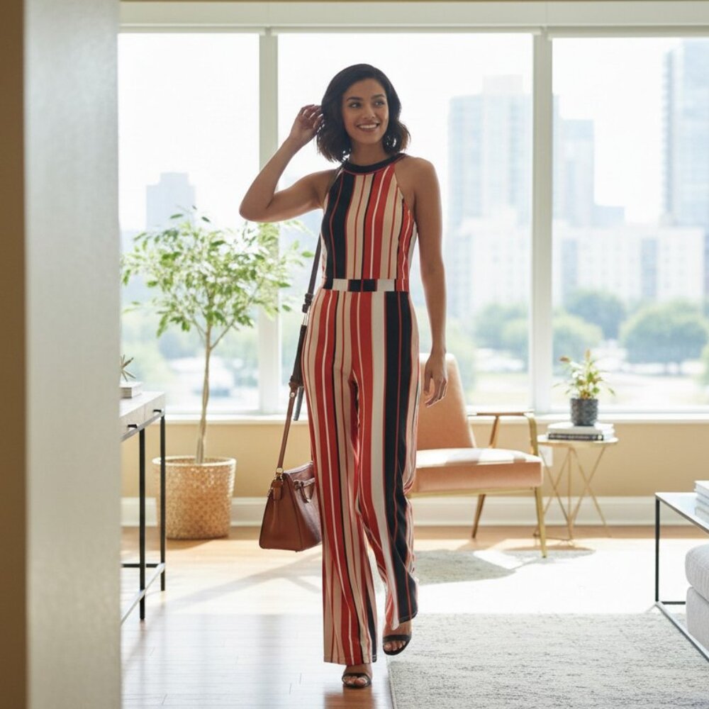 Red Stripe Wide-Leg Jumpsuit - Picture 5 of 5